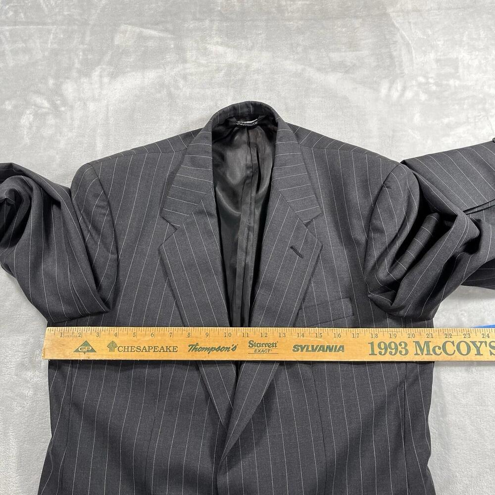 Vtg Burberrys Suit Jacket Men's 42 Regular Black Stripe Pure Wool 2 Button - Picture 12 of 14